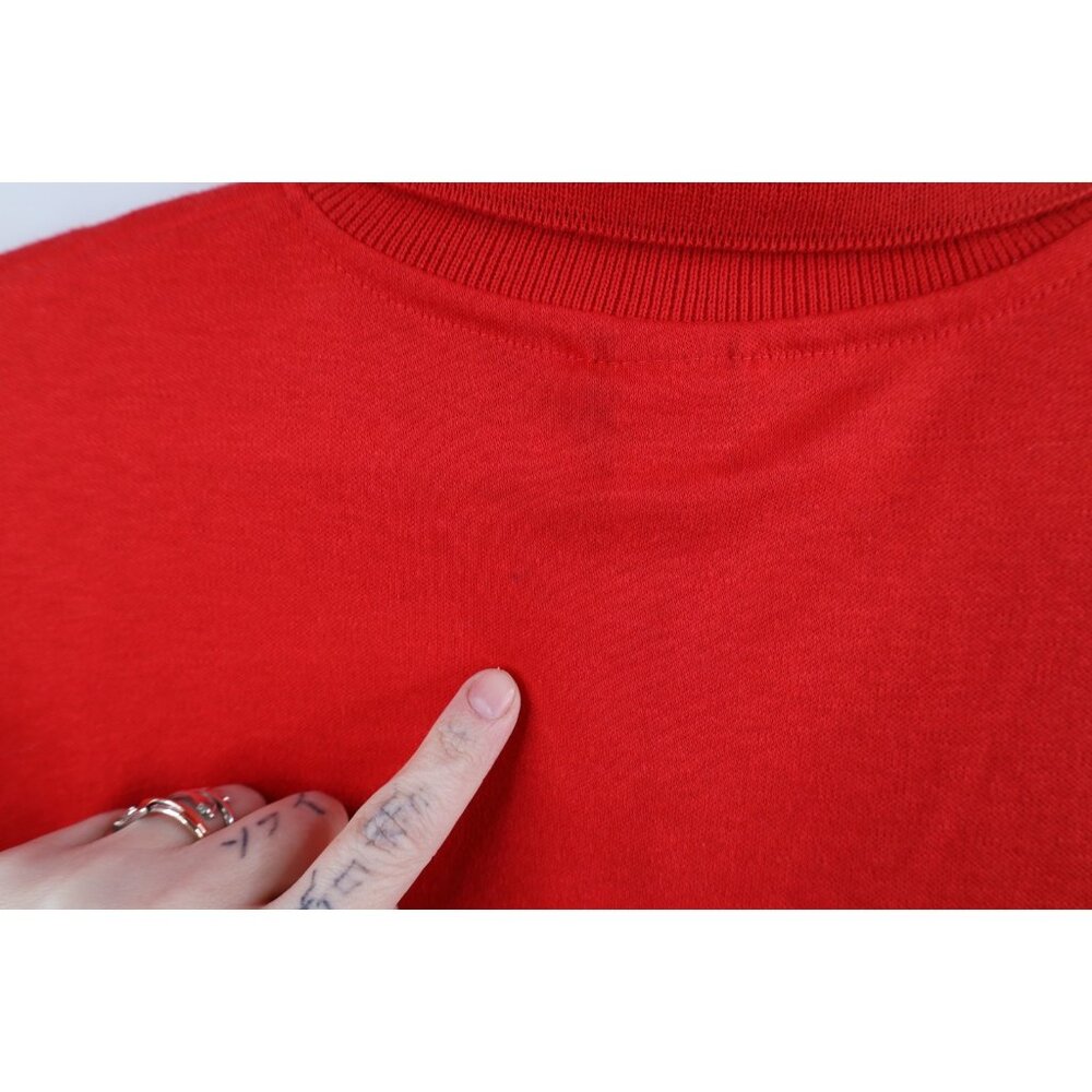Vtg 80s 90s Streetwear Mens Medium Blank Knit Collared Golf Polo Shirt Red USA - Picture 10 of 15